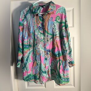 Lauren Ralph Lauren Pink Paisley Button Down Shirt
